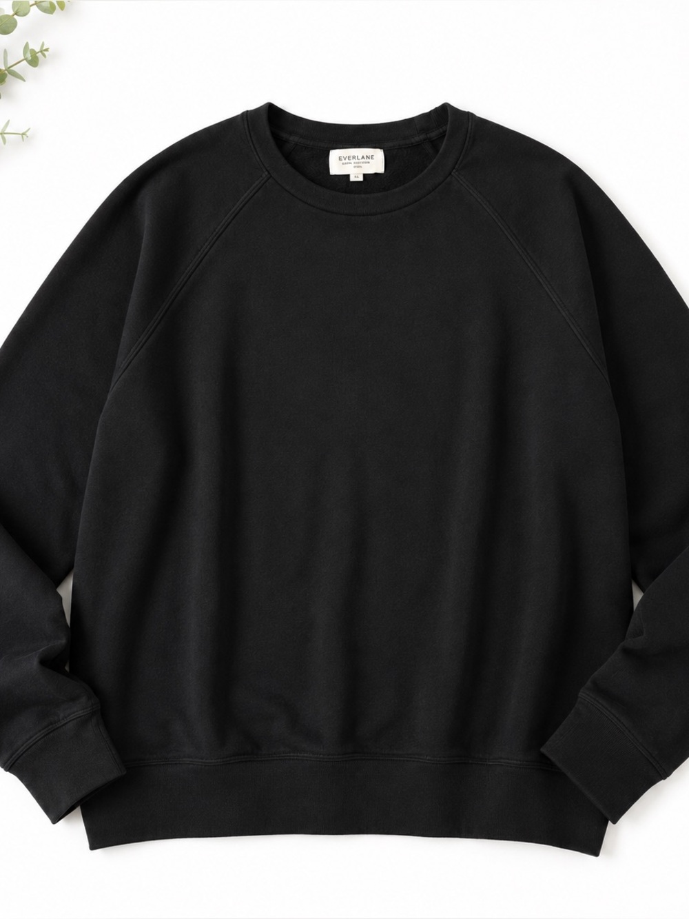 Everlane Black 100% Cotton Raglan Crewneck Sweatshirt XL